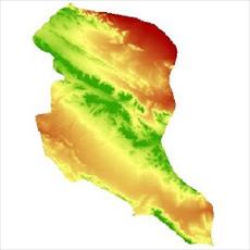 نقشه مدل رقومی ارتفاعی (DEM) شهرستان بوانات (واقع در استان فارس)
