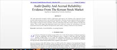 Audit Quality And Accrual Reliability Evidence From The Korean Stock Market